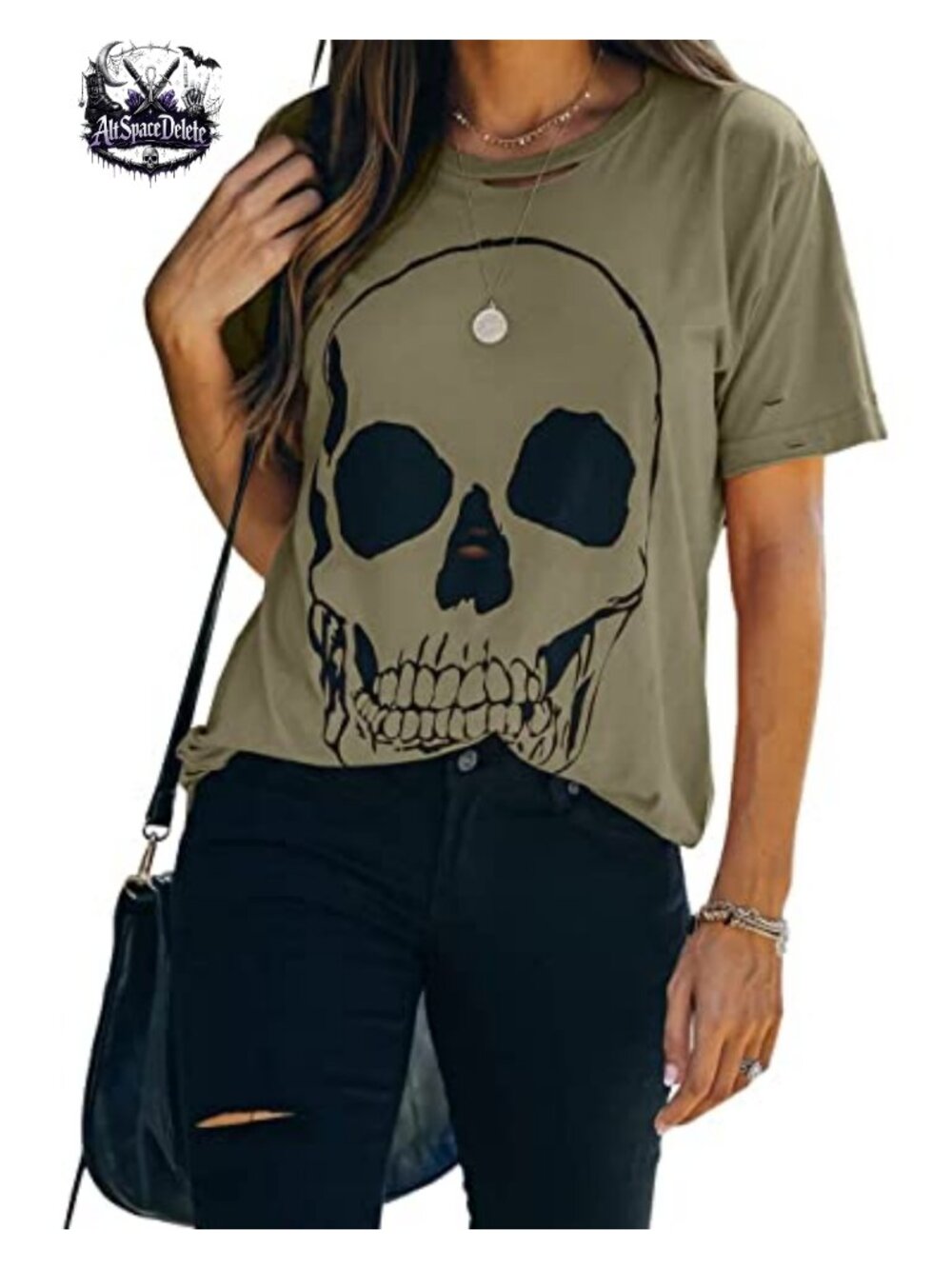 Womens Cotton Graphic T-Shirt Short Sleeve Skull Print Crew Neck Tee
